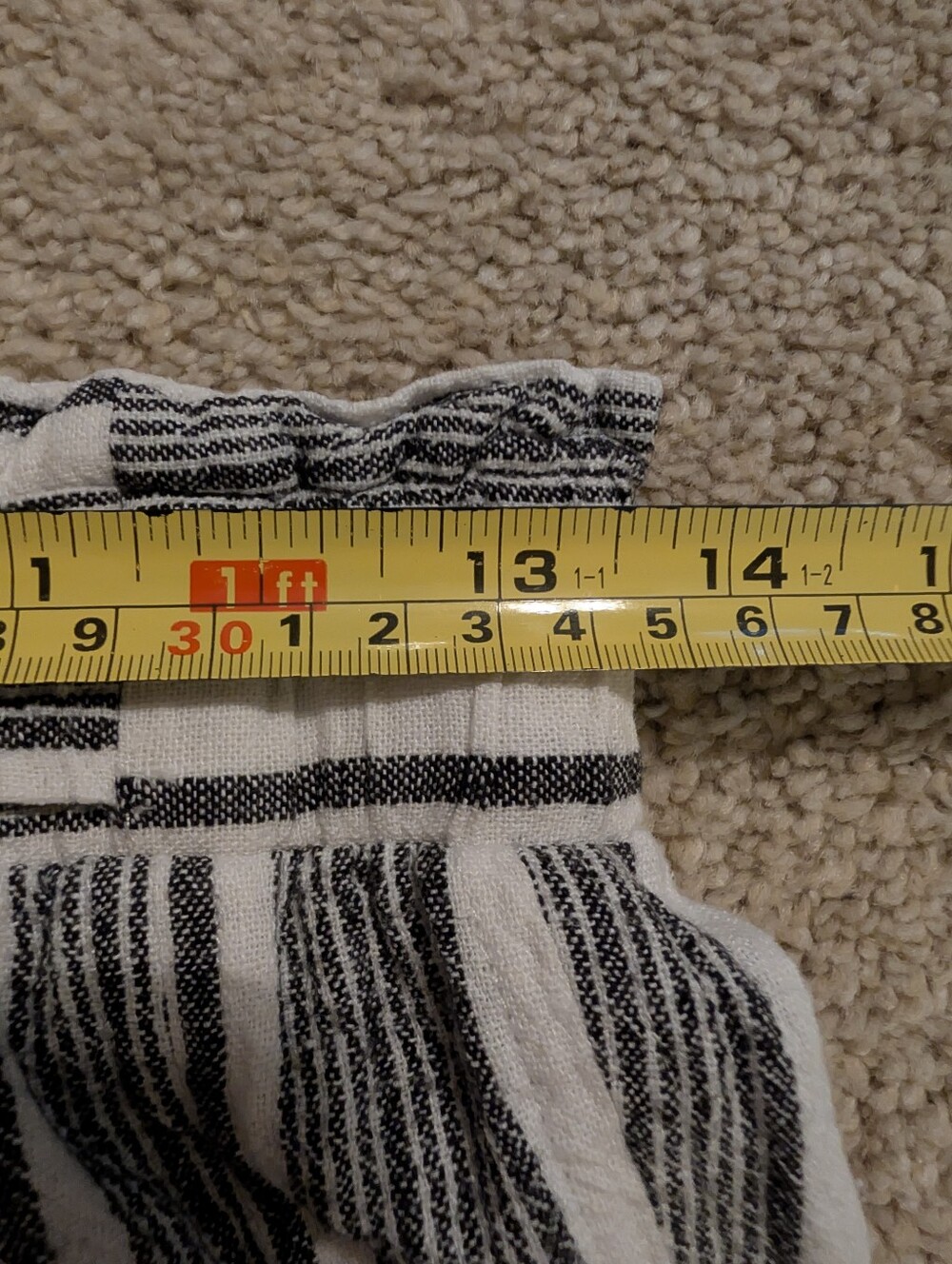 Rewind Striped Linen Blend Wide-Leg Paper Bag Pants - Black & White - Picture 12 of 14